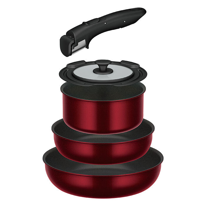 Thermos Detachable Handle Cookware 5-Piece Set Deep Red KSD-5A