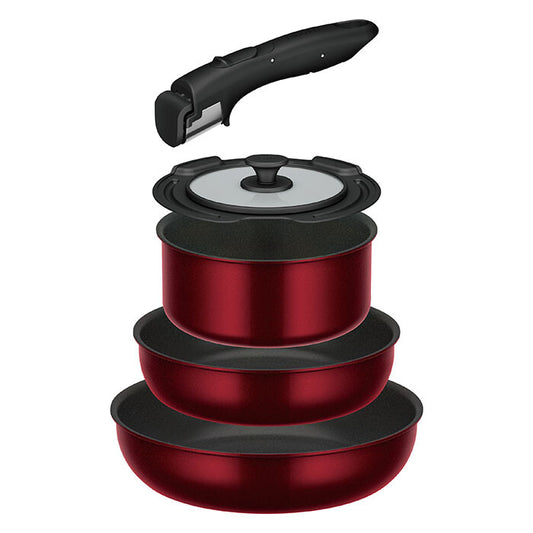 Thermos Detachable Handle Cookware 5-Piece Set Deep Red KSD-5A