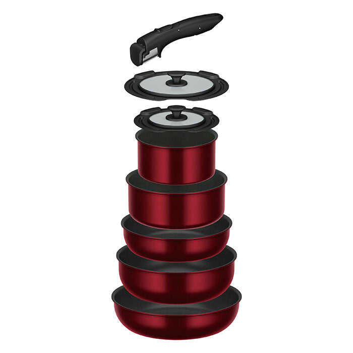 Thermos Detachable Handle Cookware 8-Piece Set Deep Red KSD-8A