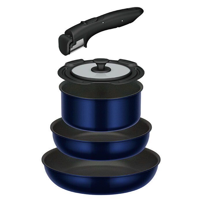 Thermos Removable Handle Gas Stove Cookware 5-Piece Set Deep Blue KSE-5A