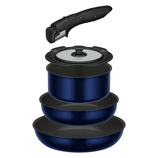 Thermos Removable Handle Gas Stove Cookware 5-Piece Set Deep Blue KSE-5A