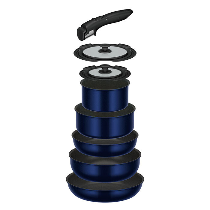Thermos Removable Handle Gas Stove Cookware 8-Piece Set Deep Blue KSE-8A