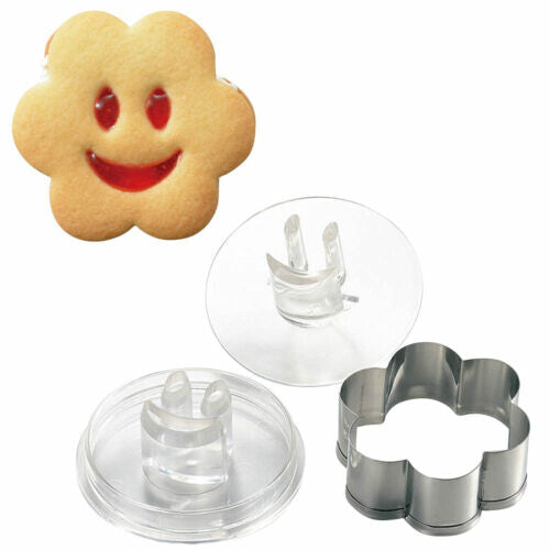 Tiger Crown Nikoniko Face Cookie Cutter and Stamp Flower 1959