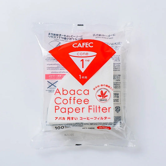 CAFEC Abaca Cone Coffee Filter White 1 Cup 100 Count 10 Packs AC1-100W