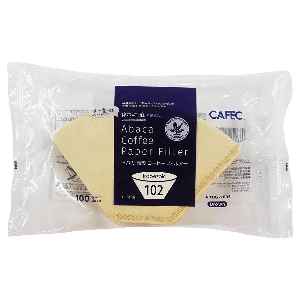 CAFEC Abaca Trapezoid Coffee Filter 102 3-5 Cup 100 Count Brown AB102-100B