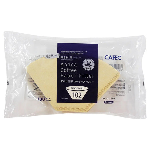 CAFEC Abaca Trapezoid Coffee Filter 102 3-5 Cup 100 Count Brown AB102-100B