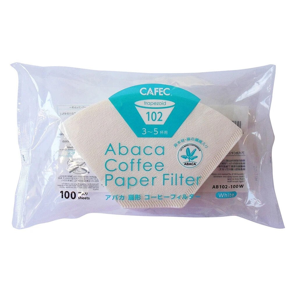 CAFEC Abaca Trapezoid Coffee Filter 102 3-5 Cup 100 Count White AB102-100W