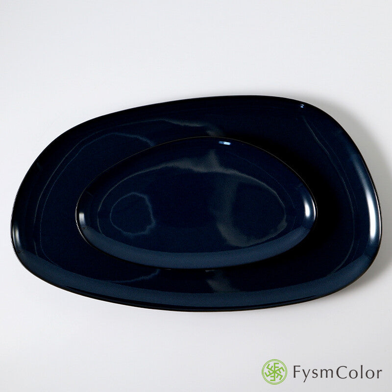 Hakusan Porcelain Petra Long Plate Navy Size L Hasami Ware