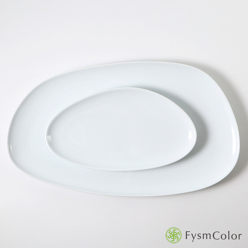Hakusan Porcelain Petra Long Plate White Size M Hasami Ware
