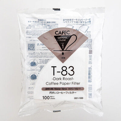 CAFEC Dark Roast Cone Coffee Filter 1 Cup 100 Sheets White DC1-100W