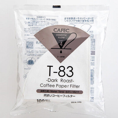 CAFEC Dark Roast Cone Coffee Filter 2-4 Cups 100 Sheets White DC4-100W