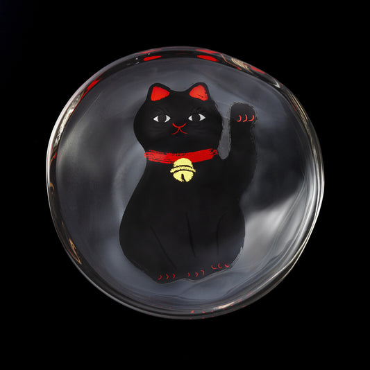 Aderia Medetamono Maneki Neko Small Plate Black 6801