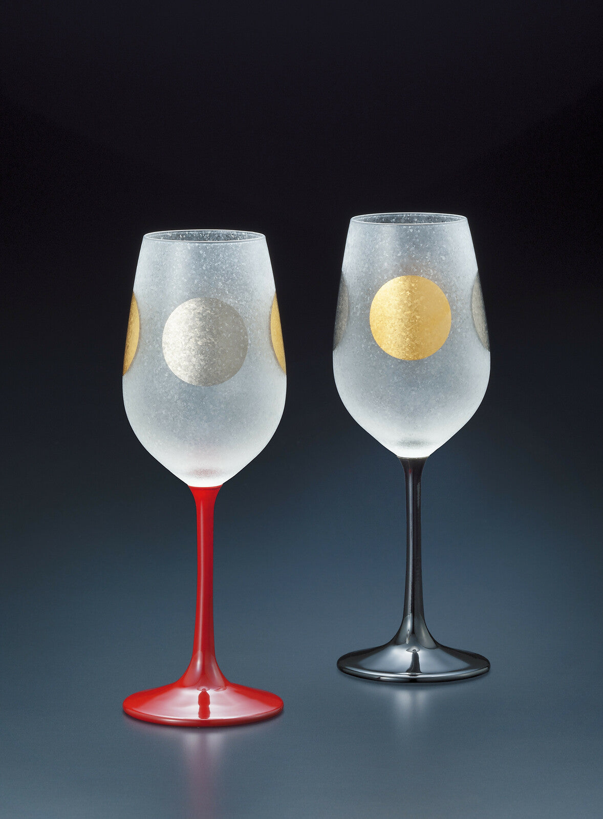 Aderia Sun & Moon Stem Wine Glass Pair Set S-6256