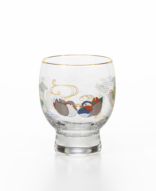 Aderia Premium Nippon Taste Sake Glass Mandarin Ducks and Iris 6839