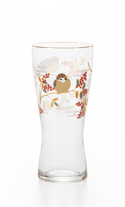 Aderia Premium Nippon Taste Beer Glass Sparrow and Nanten 6841