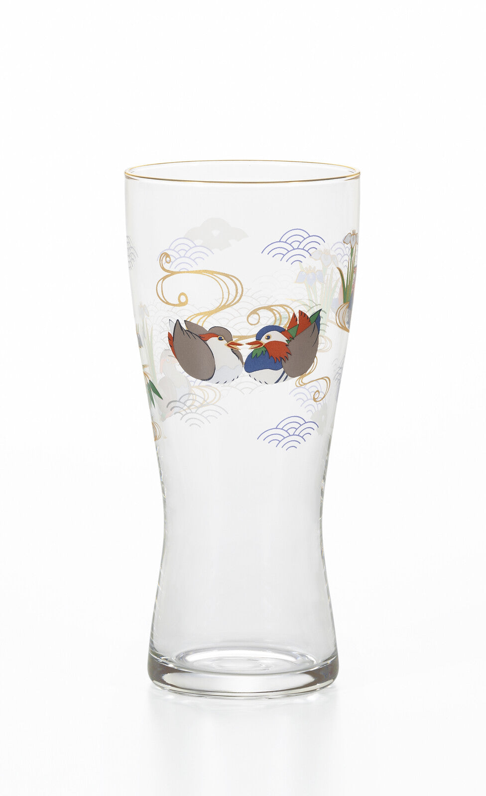 Aderia Premium Nippon Taste Beer Glass Mandarin Duck and Iris 6842