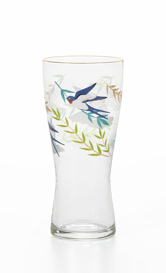 Aderia Premium Nippon Taste Beer Glass Swallow and Willow 6843