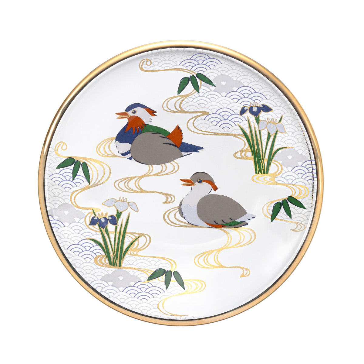 Aderia Premium Nippon Taste Round Plate Mandarin Duck and Iris 6845