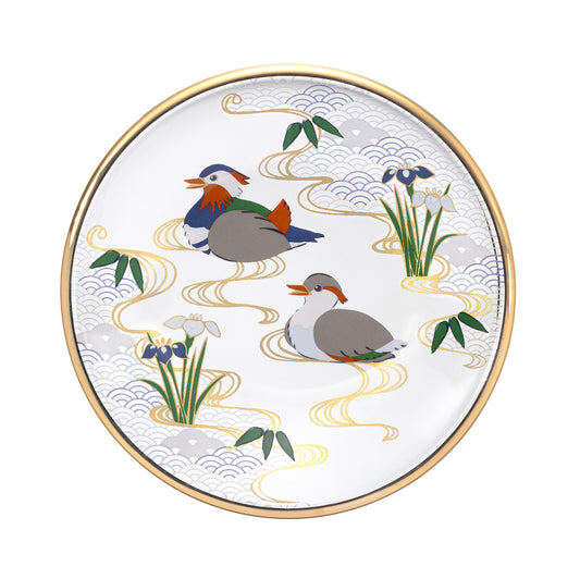 Aderia Premium Nippon Taste Round Plate Mandarin Duck and Iris 6845