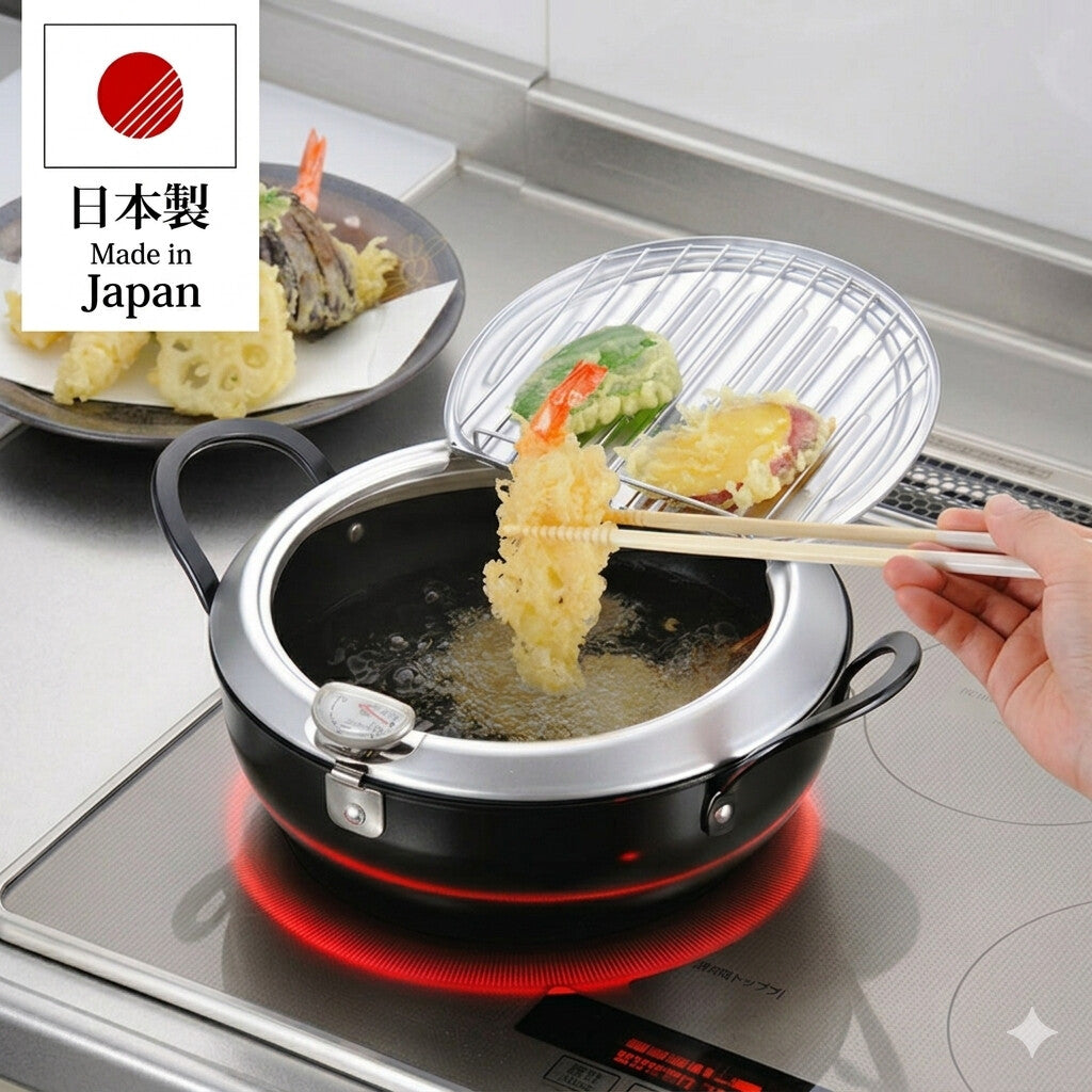 Wahei Freiz Tsubamesanjo Iron Tempura Pot with Lid 24cm TM-9090