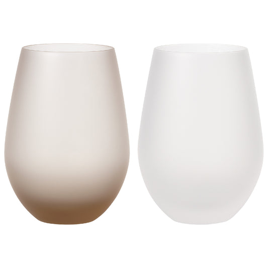 Toyo-Sasaki Glass Frosty Pair Tumbler Brown x White