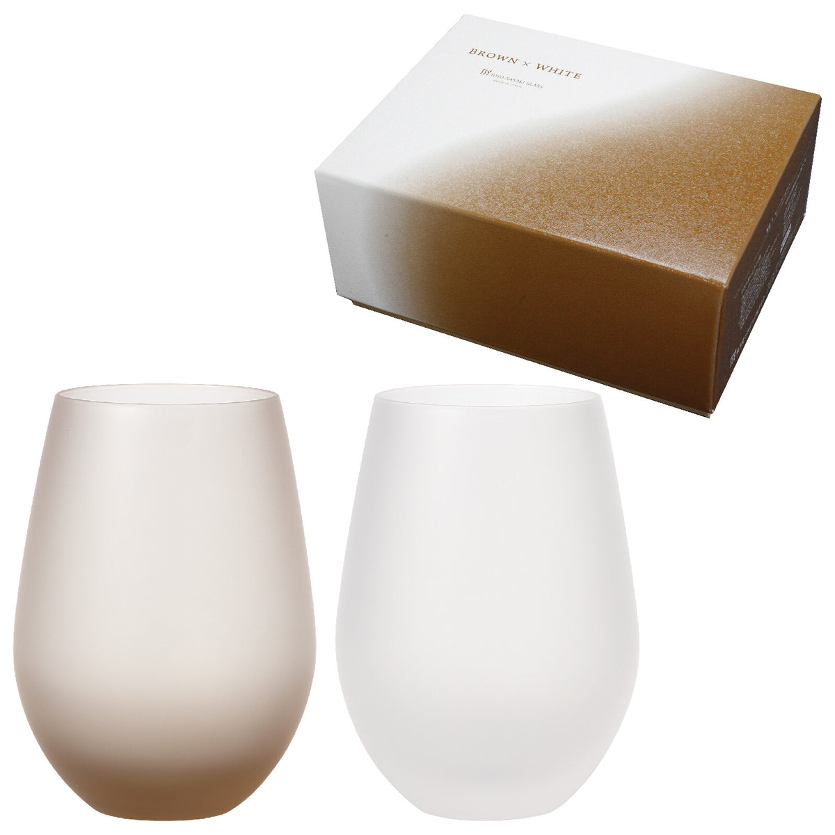 Toyo-Sasaki Glass Frosty Pair Tumbler Brown x White
