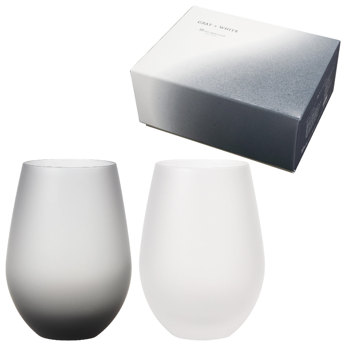 Toyo-Sasaki Glass Frosty Pair Tumbler Gray x White