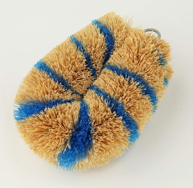 Kamenoko Tawashi Striped Mini Scrub Brush, Blue