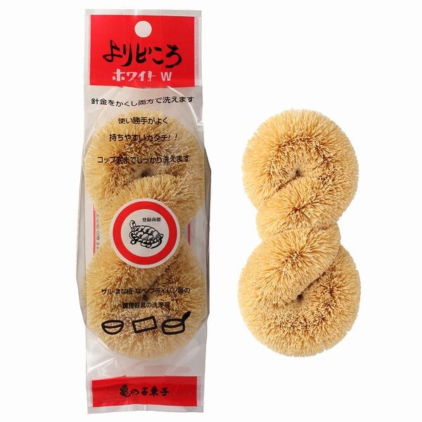 Kamenoko Tawashi Yoridokoro Palm Fiber Scrub Brush White