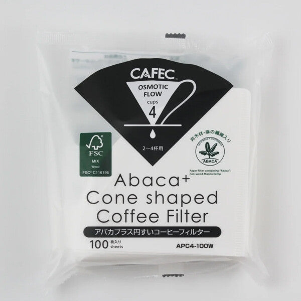 CAFEC Abaca Plus Cone Coffee Filter 100 Count White Pack of 10
