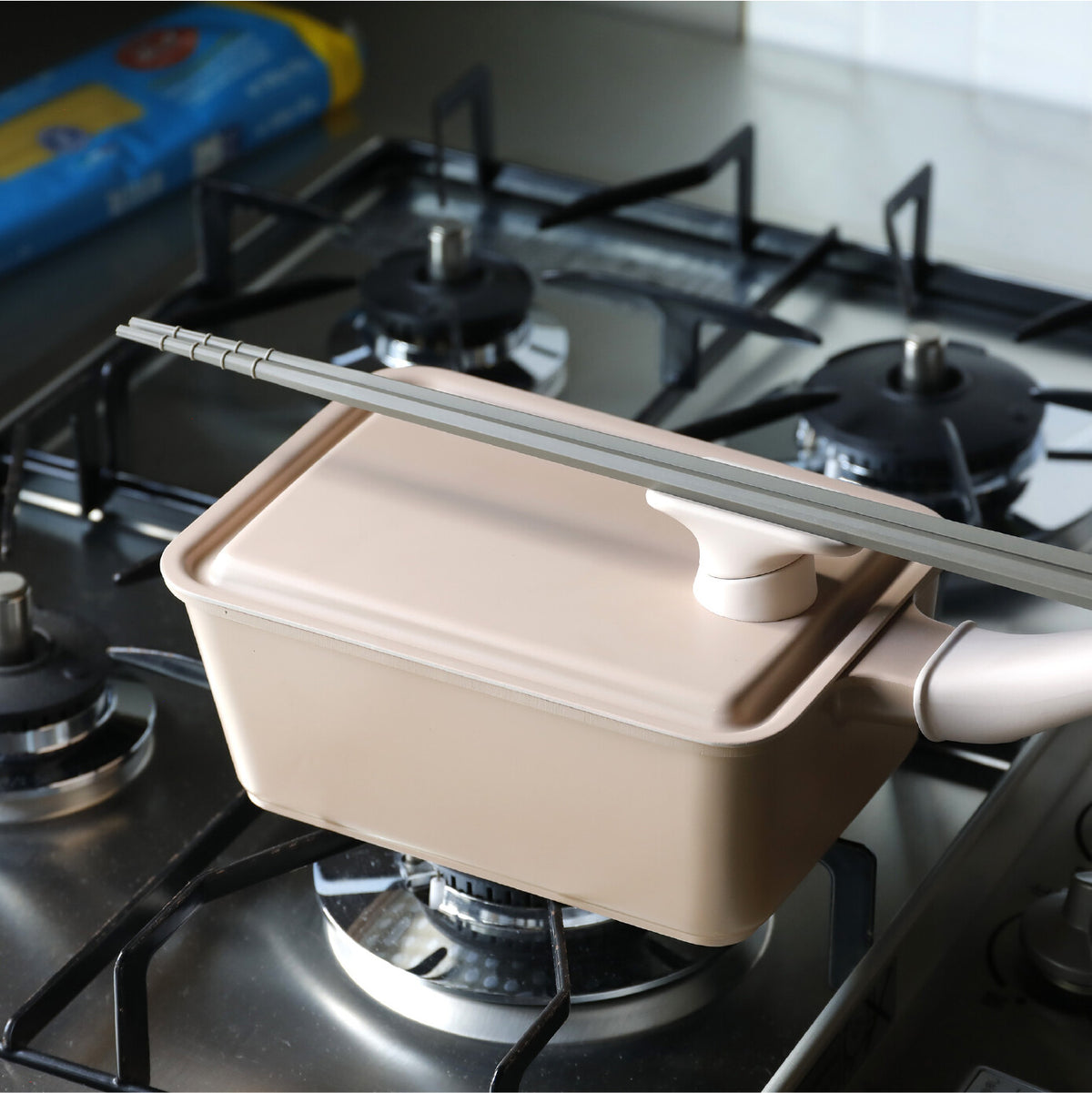 CB Japan Supot Deep Square Frying Pan 13x18cm Beige