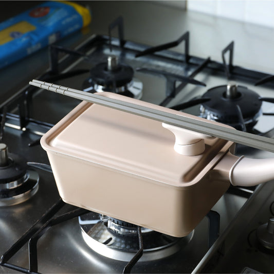 CB Japan Supot Deep Square Frying Pan 13x18cm Beige