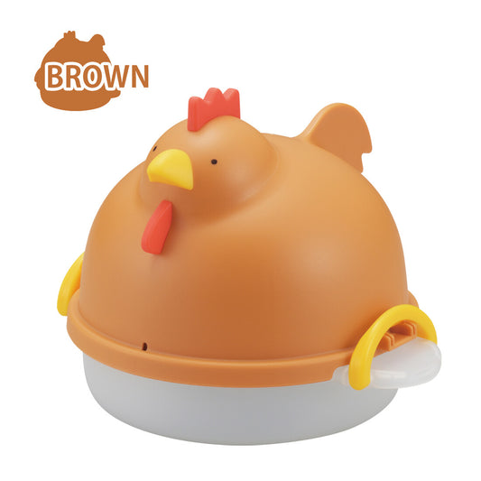 Akebono Microwave Egg Boiler Chicken Shape 4 Eggs Brown RE-1507