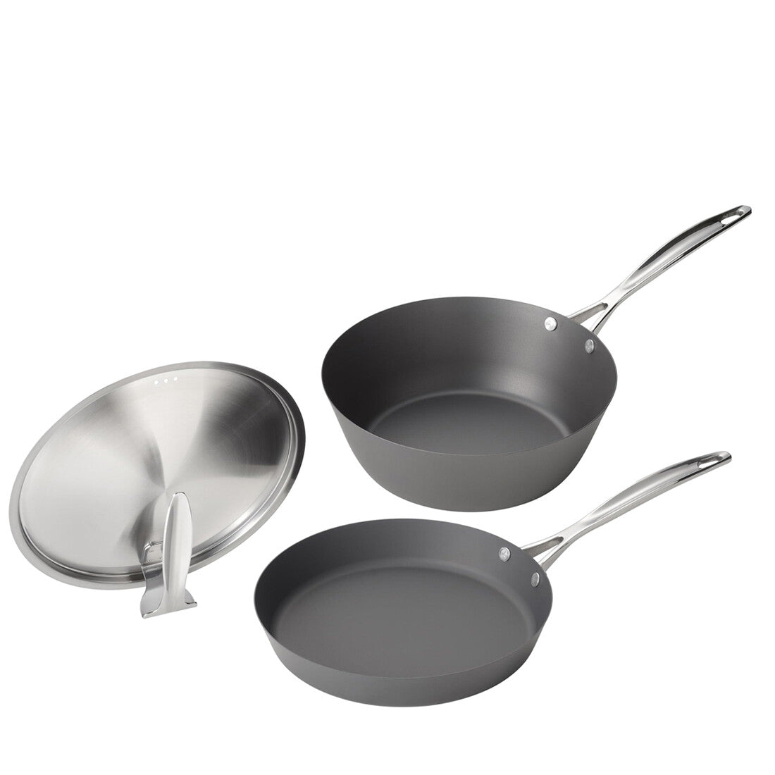 Wahei Freiz Kurotsuchi Iron Frying Pan and Stir Fry Pan 24cm with Lids MB-2582