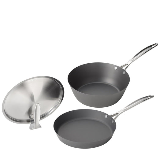 Wahei Freiz Kurotsuchi Iron Frying Pan and Stir Fry Pan 24cm with Lids MB-2582