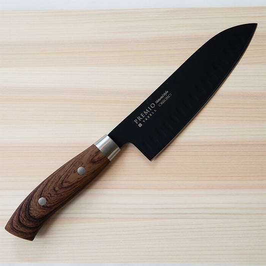 Yaxell Premio Natural Style Silicone Coated Santoku Knife 165mm Black 31552