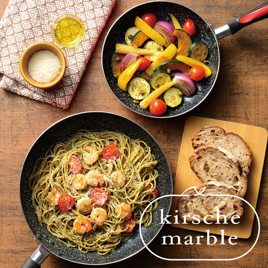 Wahei Freiz Kirsche Marble Nonstick Frying Pan 20cm with Glass Lid MB-2931