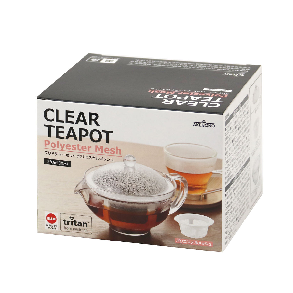 Akebono Clear Teapot with Polyester Mesh Strainer TW-3769