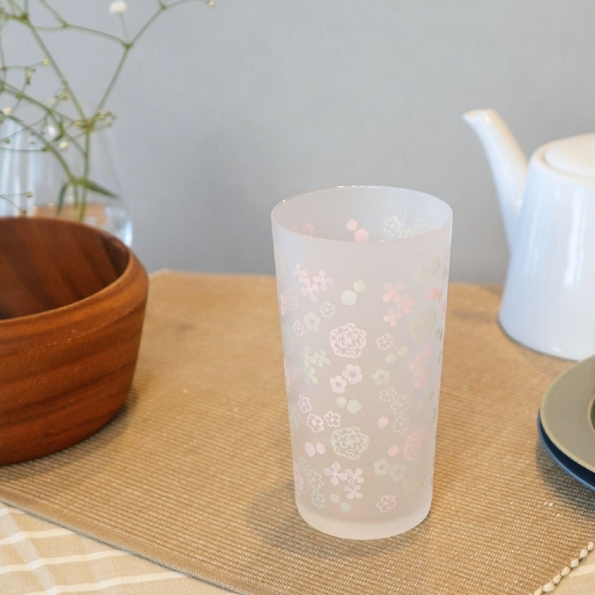 Toyo-Sasaki Glass Hanahana Tumbler, Pink and Gray