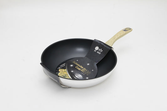 Global Life IH-Compatible Silver Wave Stir-Fry Pan 28cm