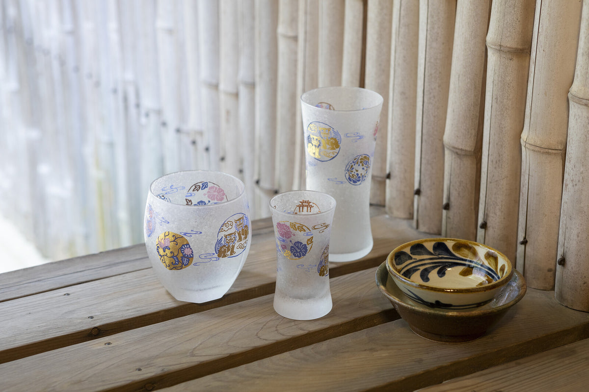 Aderia Ryukyu Round Crest Beer Glass 6851