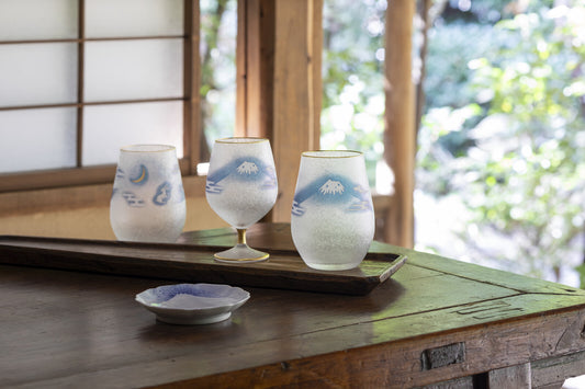 Aderia Fuji Moon Rabbit Frosted Glass Tumbler 6847