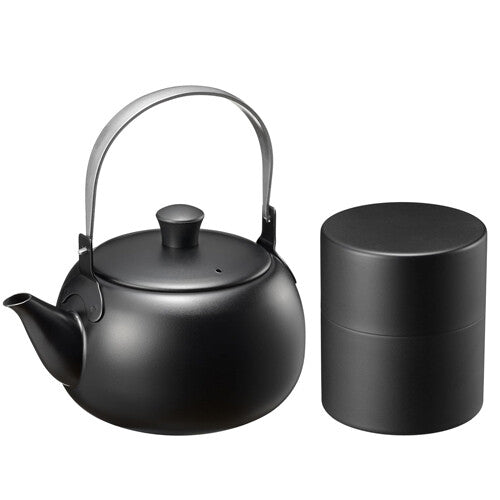 Wahei Freiz Tsubamesan Stainless Teapot (Kyusu) and Small Tea Canister Set EM-084
