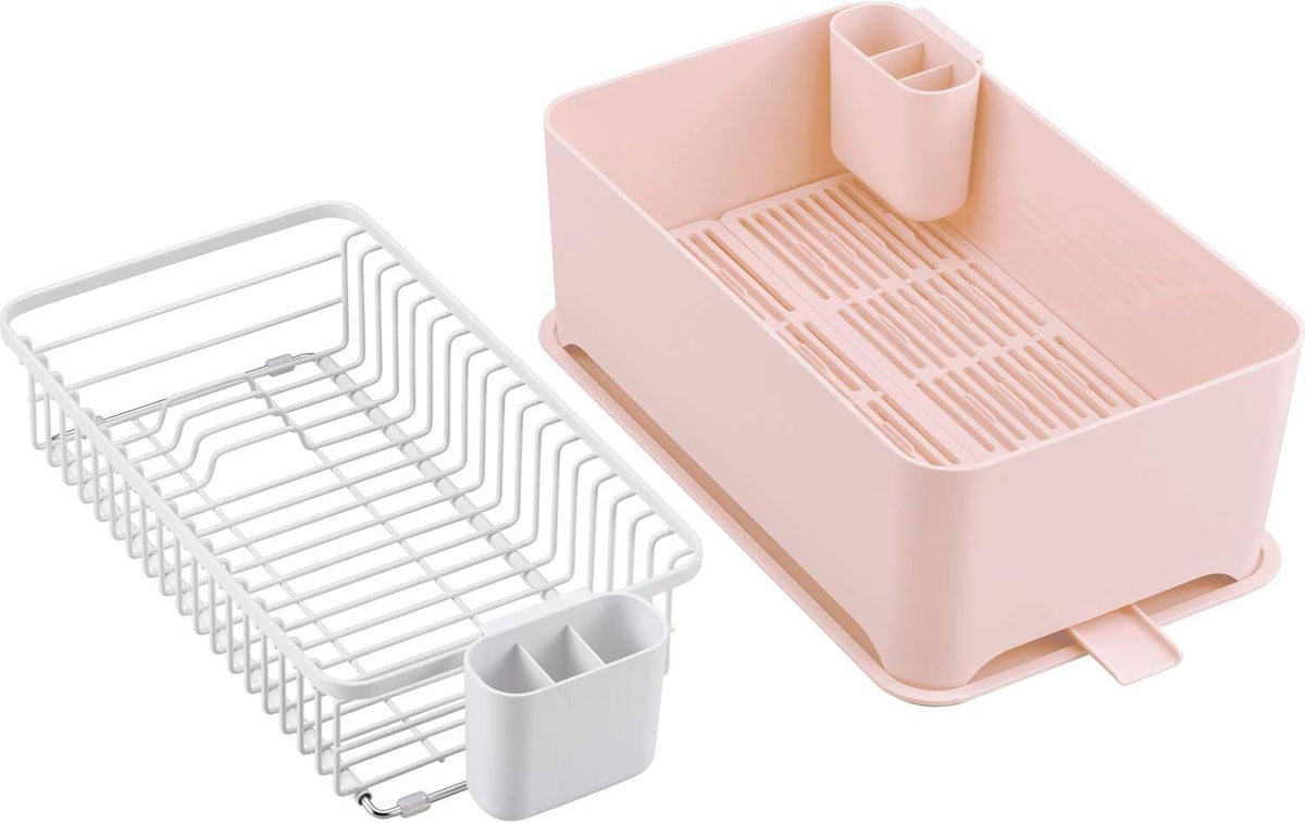 Wahei Freiz Space-Saving Dish Drying Rack Set Blush Pink