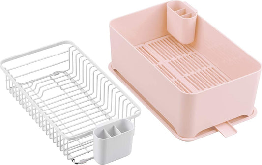 Wahei Freiz Space-Saving Dish Drying Rack Set Blush Pink