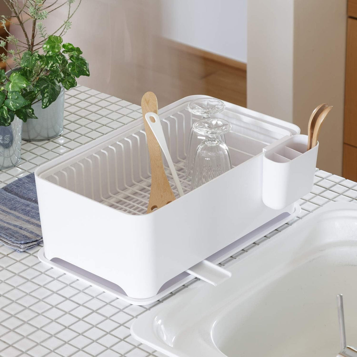 Wahei Freiz Space-Saving Dish Drying Rack Set Light Gray MG-0309