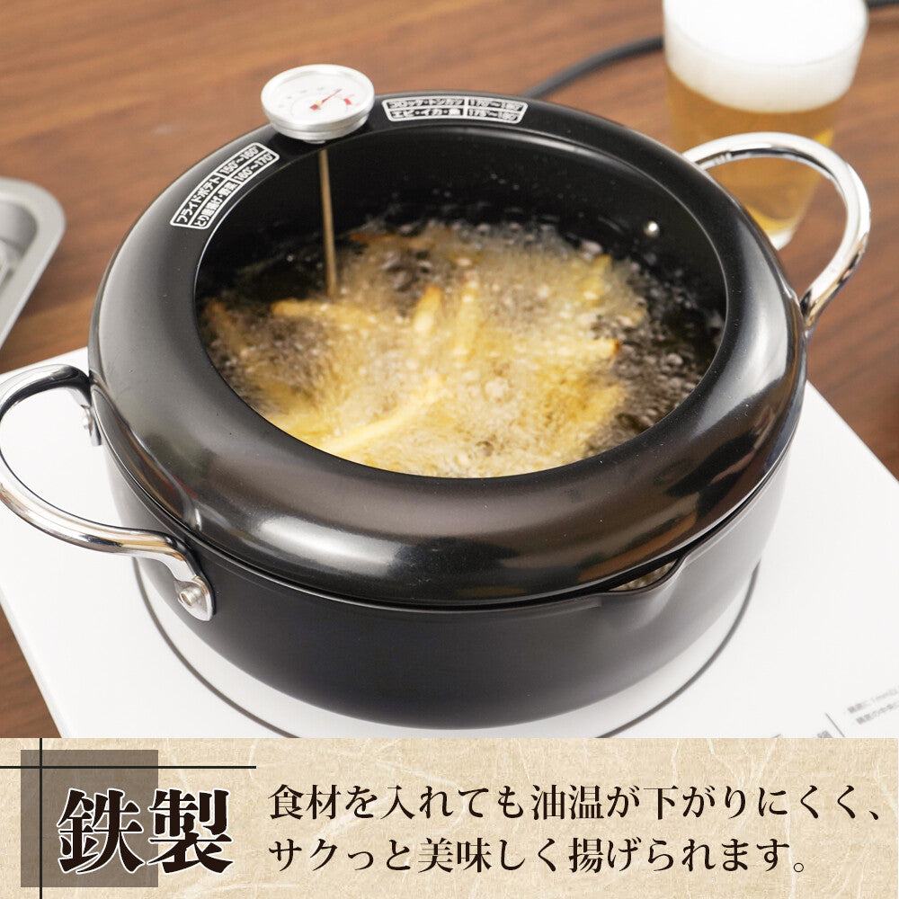 Wahei Freiz Agezutsumi Double-Handle Tempura Pot with Thermometer 20cm AR-7002