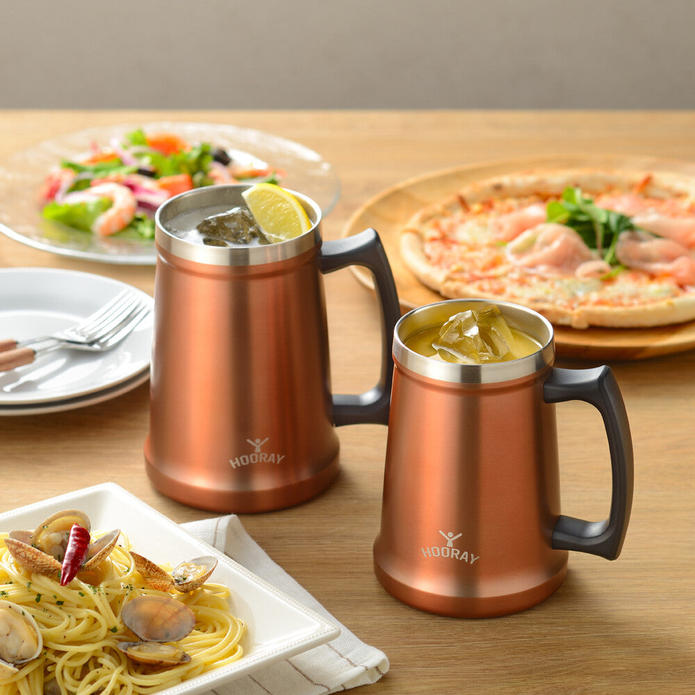 Wahei Freiz Stainless Steel Beer Mug Tumbler 480ml Copper ME-7504