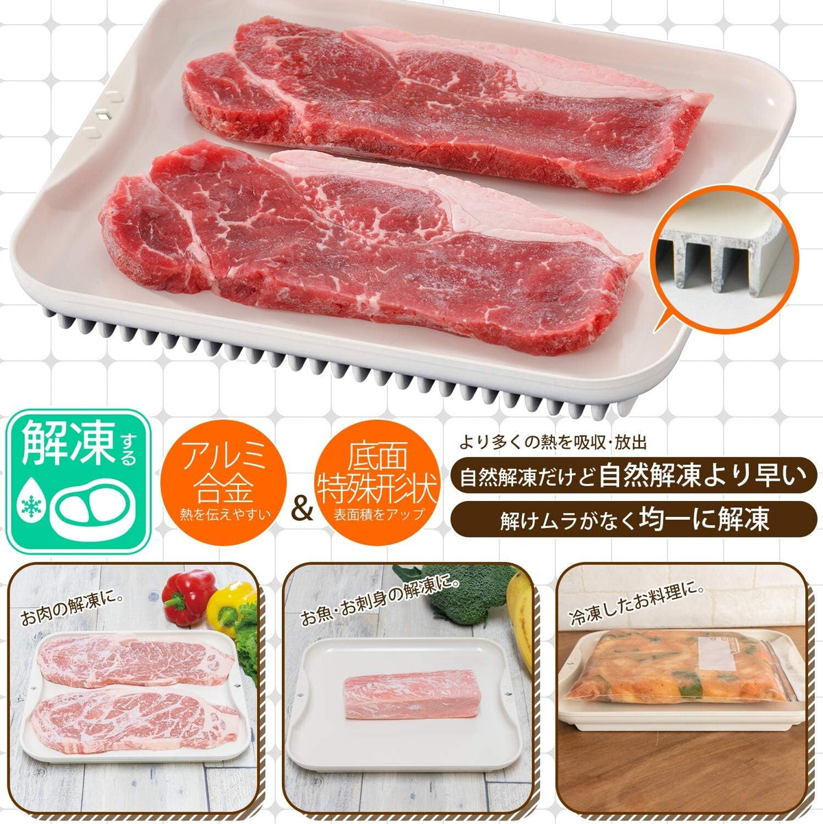 Sugiyama Kinzoku New Quick-kun Aluminum Defrosting Tray 25cm