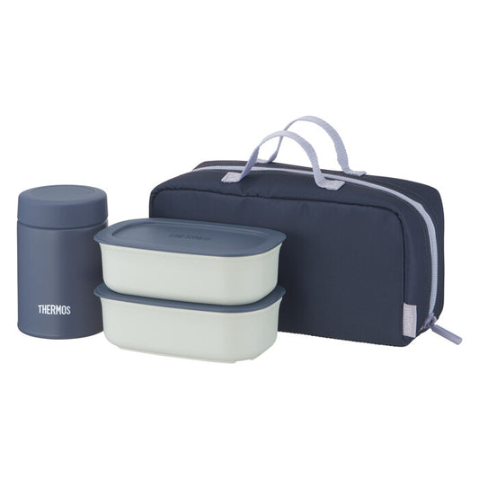 Thermos Vacuum Insulated Soup Jar Lunch Set 800ml Gray Navy JEH-800